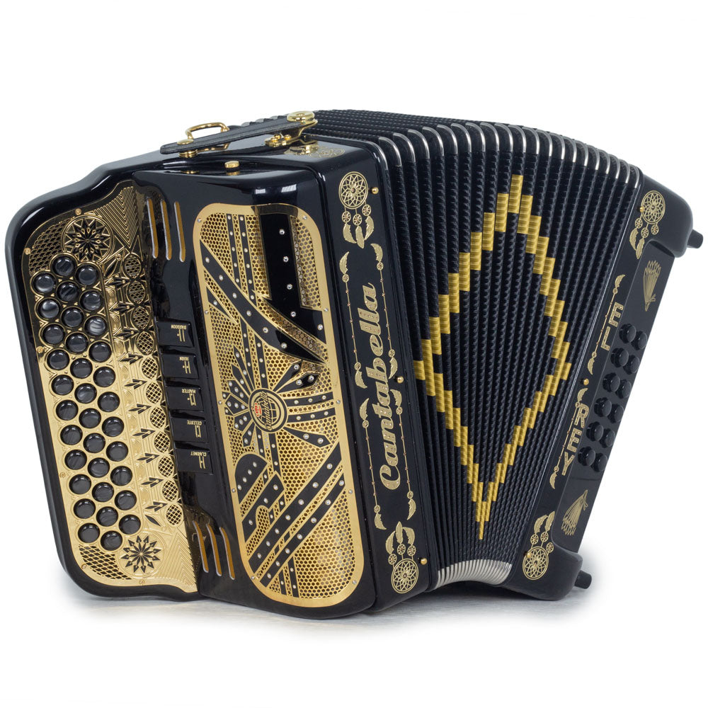 Cantabella El Rey Accordion Edi. Esp. Ramon Ayala 5 Switch GCF Black with Gold-accordion-Cantabella-Hermes Music